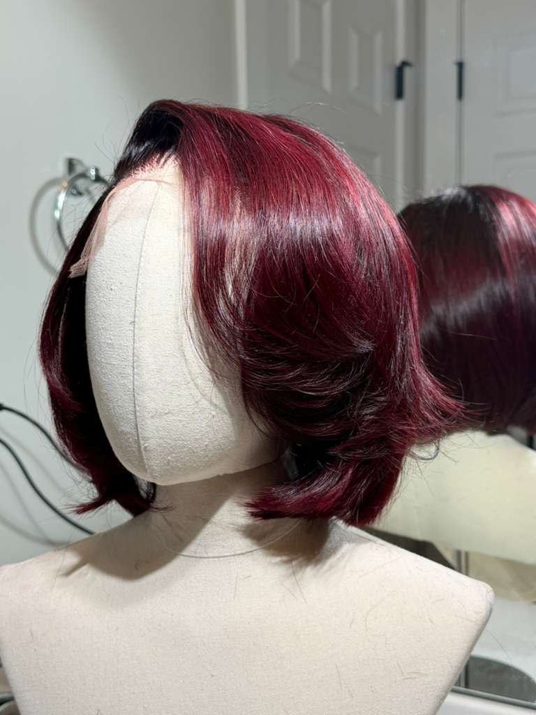 Wine Root Layered Silk Bob — 8” HD Lace Wig